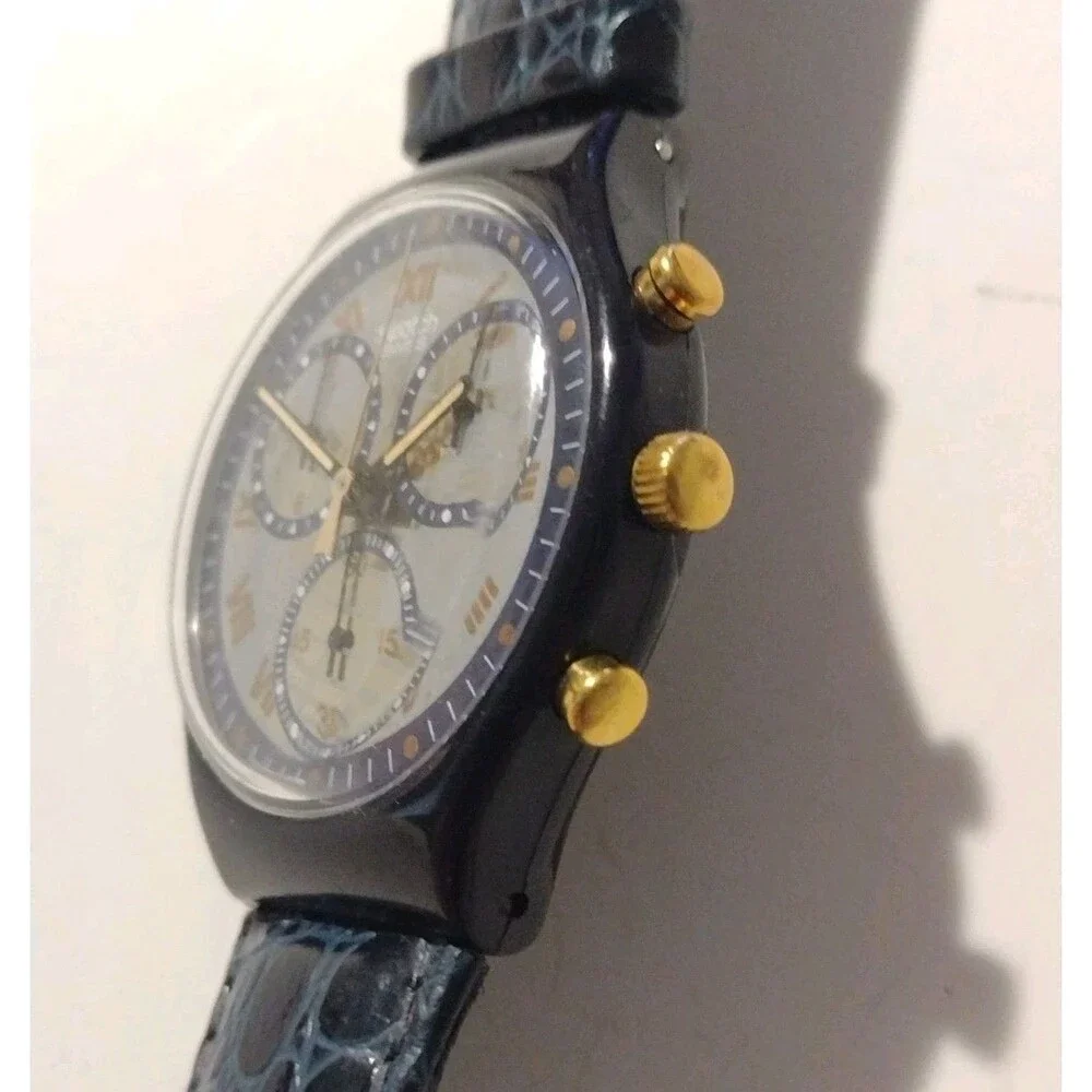 Vintage 1991 Swatch Chronograph Chrono Watch SCN104 Timeless Zone World Map